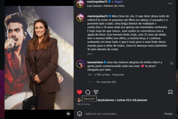 Mãe de Luan Santana explica ausência nos shows após anos longe dos palcos