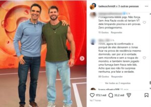 Tadeu Schmidt elogia Jonas Sulzbach após eliminação e divide opiniões