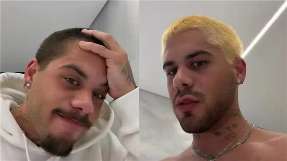 Zé Felipe pinta o cabelo, mas se arrepende da mudança de visual; veja como ficou