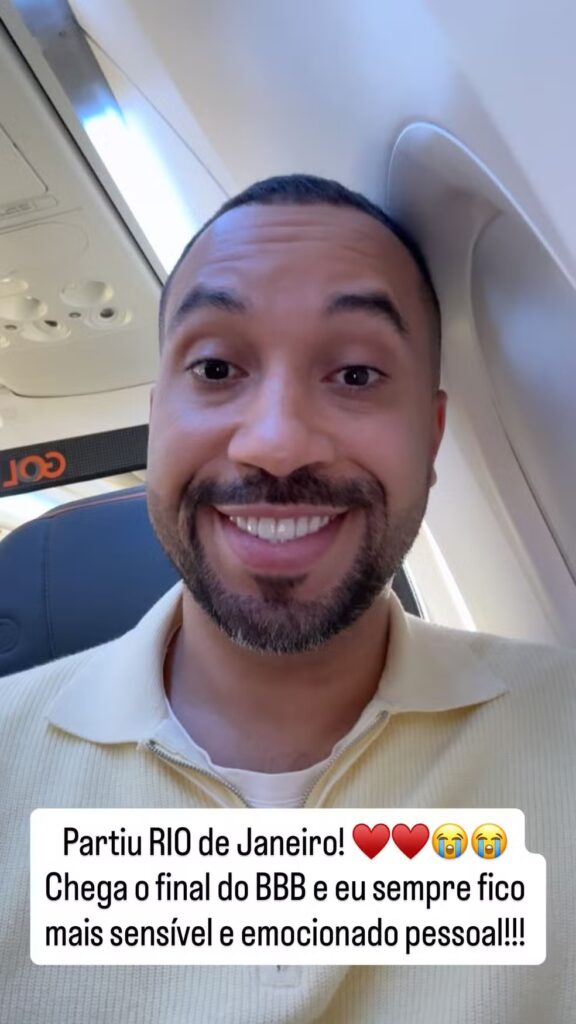 Gil do Vigor a caminho do Rio de Janeiro para a Final do BBB 26 — Foto: Reprodução/Instagram